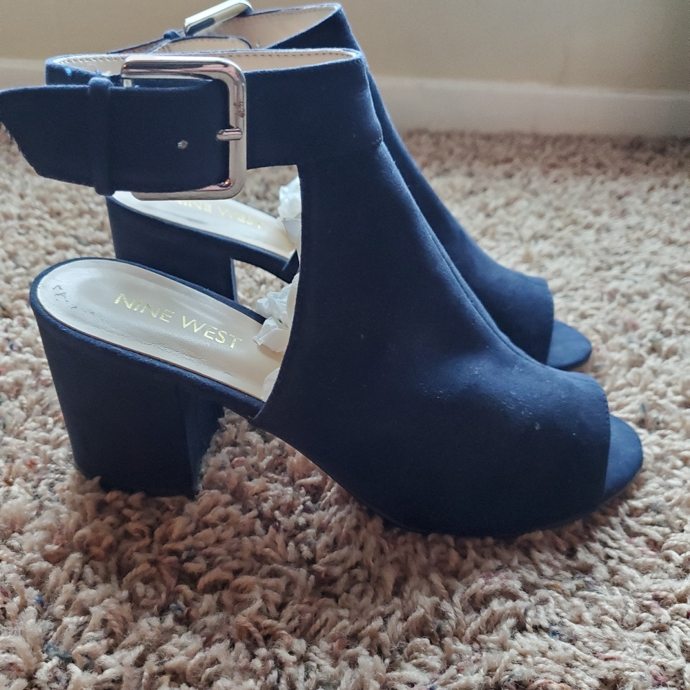 Navy Nine West faux suede
